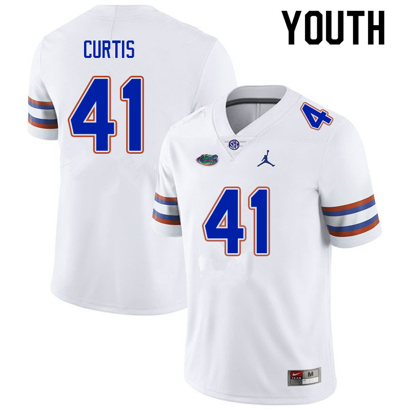 Youth #41 Justin Curtis Florida Gators College Football Jerseys Sale-White - Click Image to Close